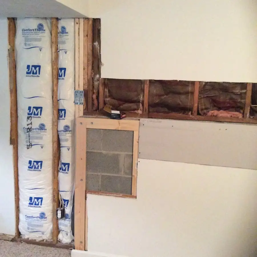 Wall insulation replacement during Basement Flood Cleanup in Holly Springs